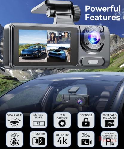 400 PIECES Dash Cam Front and Rear with 32GB SD Card, 4K Full HD Dash Camera for Cars, 3 Channel - thumbnail image - Premier B2B Stocklot Marketplace