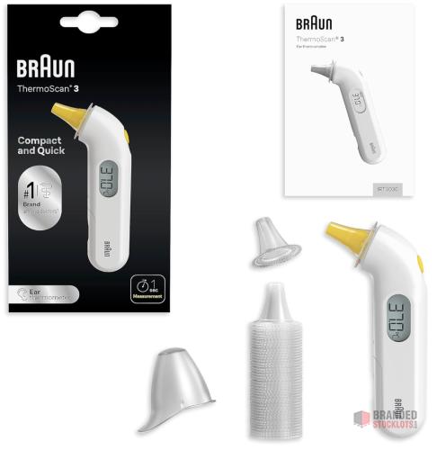 1200 PIECES Braun ThermoScan 3 Ear thermometer - Fast 1 second measurement - thumbnail image - Premier B2B Stocklot Marketplace