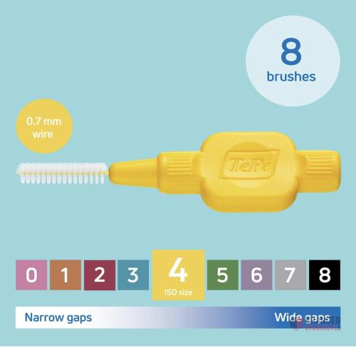 200 PACKS TePe Interdental Brush, Original, Yellow, 0.7mm/ISO 4, 8pcs, efficient Cleaning Between Teeth, - thumbnail image - Premier B2B Stocklot Marketplace