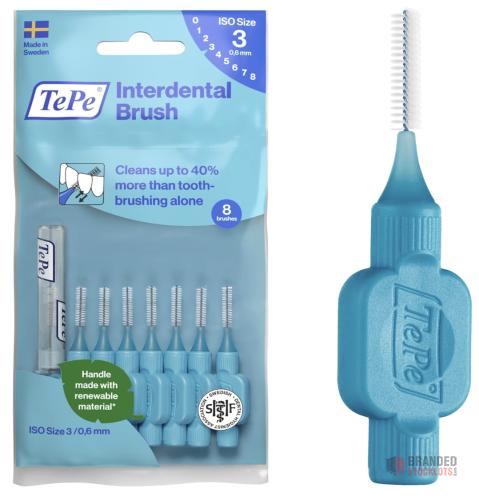 1000 PIECES TePe Interdental Brush, Original, Blue, 0.6mm/ISO 3, 8pcs, Plaque Removal, - Premier B2B Stocklot Marketplace