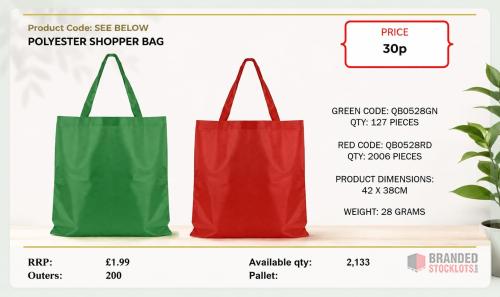 2133 pieces Polyester shopping bags £0,30 - Premier B2B Stocklot Marketplace