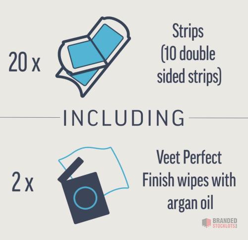 2016 packs Veet Expert Cold Wax for Sensitive Skin, Hair Removal On Legs & Body, 20 Strips + 2 Finish Wipes, Effective for Men, Smooth Results - thumbnail image - Premier B2B Stocklot Marketplace