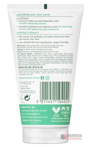 1000 pieces Simple Regeneration Age Resisting Facial Wash with green tea and prebiotic cleanser for revived and revitalised skin 150 ml - thumbnail image - Premier B2B Stocklot Marketplace