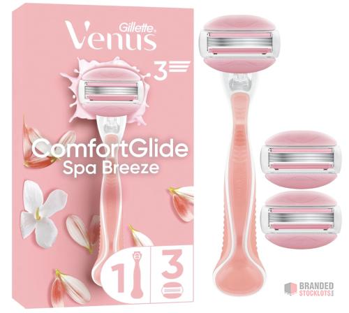 416 pieces Gillette Venus ComfortGlide Women’s Razor Spa Breeze, 1 Refill Razor Cartridges, Reusable Metal Handle and Shower Holder - Premier B2B Stocklot Marketplace