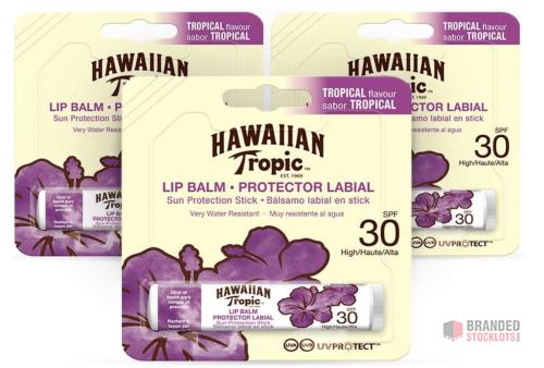 476 packs Hawaiian Tropic Lip Balm Pack of 3 – Sunscreen Lip Balm SPF 30, Tropical Flavor, 4 g - Premier B2B Stocklot Marketplace