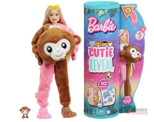 160 pieces Barbie Dolls and Accessories, Cutie Reveal Doll with Monkey Plush Costume & 10 Surprises Including Color Change - Premier B2B Stocklot Marketplace