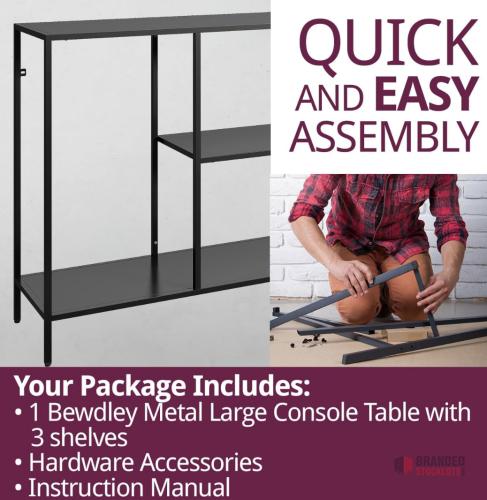 15 pieces Hallowood Furniture Bewdley Black Console Table with 2 Shelves, Sturdy Slim Metal Console Table, - thumbnail image - Premier B2B Stocklot Marketplace