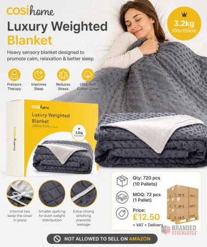 720 pieces Cosi Home Luxury Weighted Blanket Suitable - 3.2kg with Ultra-Soft Washable Cotton Cover - thumbnail image - Premier B2B Stocklot Marketplace