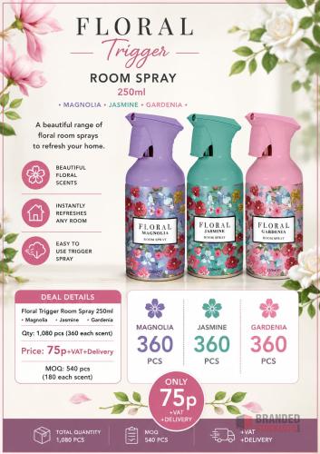 1080 pieces Floral Trigger Room Spray 250ml - Premier B2B Stocklot Marketplace
